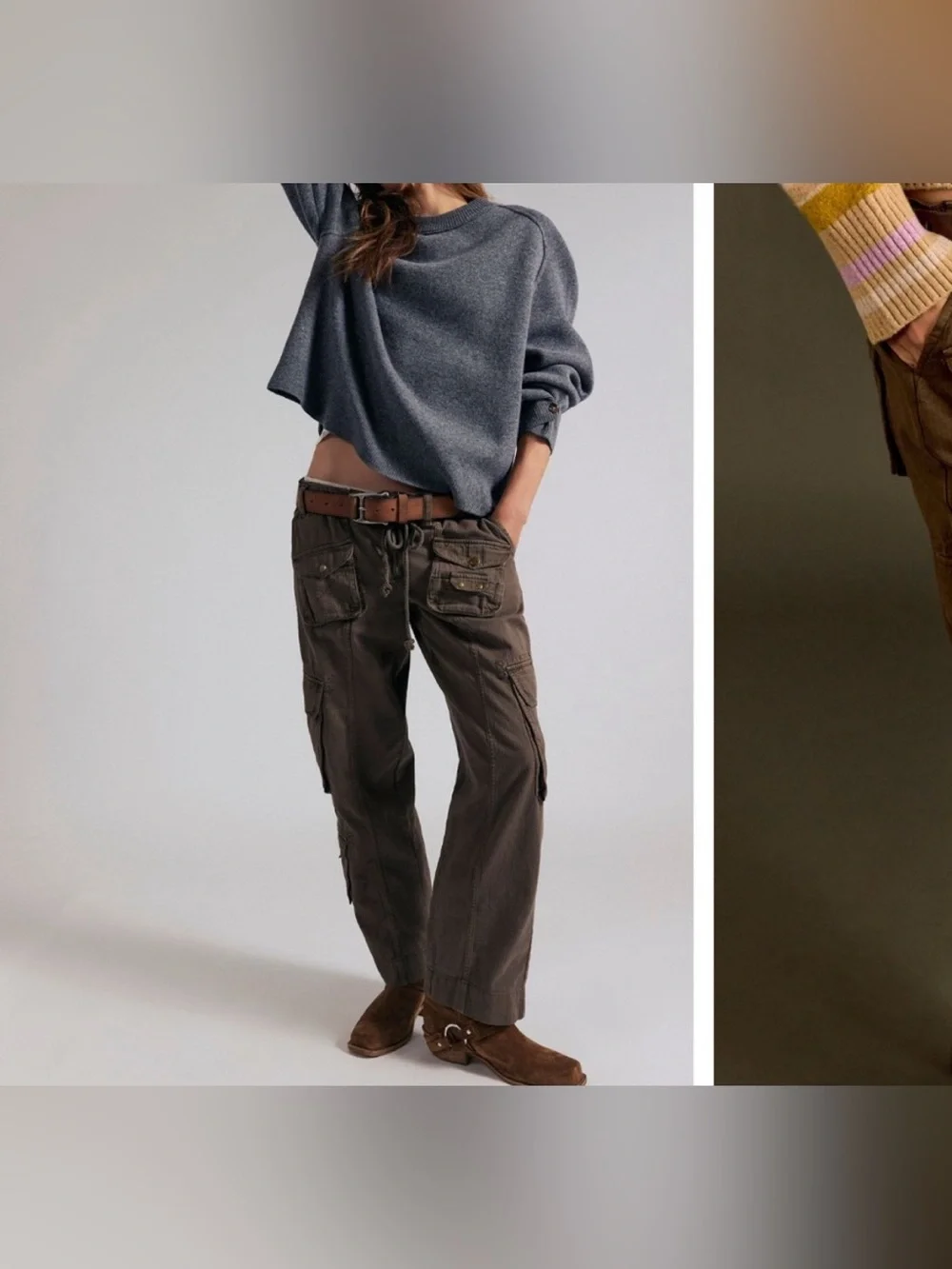 NWOT Free People We The Free Tahiti Cargo Pants - teak brown green tan - Medium